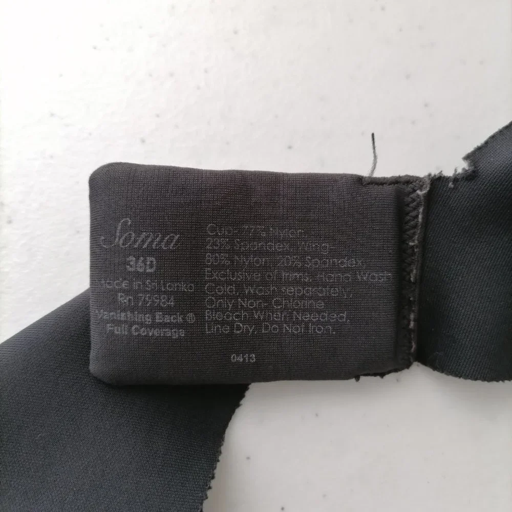 Soma Womens Black Adjustable Strap Padded Underwired T-Shirt Bra Size 36D